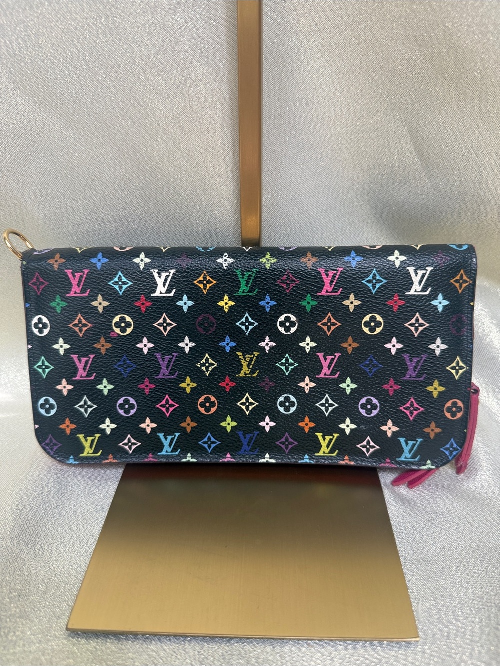 Louis Vuitton Black Multicolor Murakami Monogram Wristlet Clutch Long Wallet